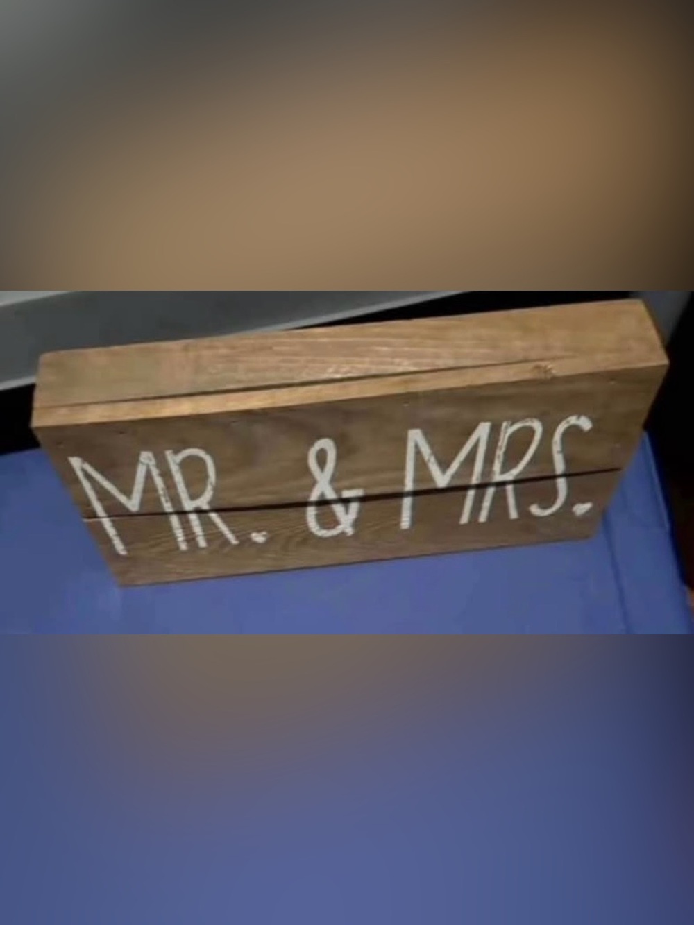 Wooden 'MR. & MRS.' Sign - Rustic Brown with White Lettering
